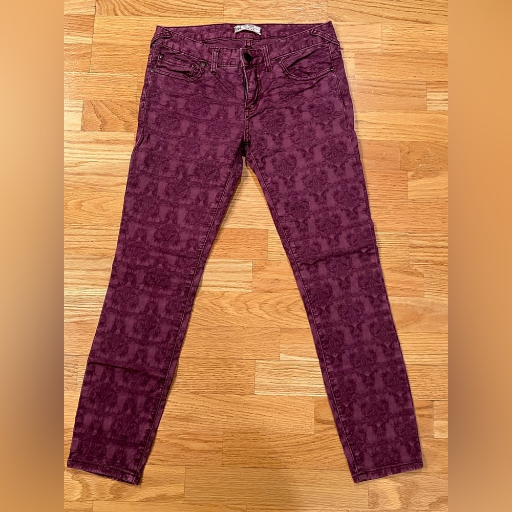 Free People Purple Patterned Stretch Pants